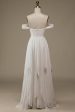 Ivory Boho Chiffon Asymmetrical Wedding Dress with Lace Sale