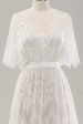 White A Line Sweetheart Lace Long Wedding Dress with Short Sleeves For Cheap