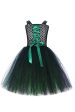 Dark Green Lace-Up Front Tulle Halloween Girl Dress Online Hot Sale