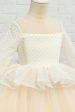 Apricot High-low Flower Girl Dress with Bow Online Hot Sale