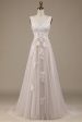 Apricot Tulle Sweep Train Wedding Dress with Lace Fashion