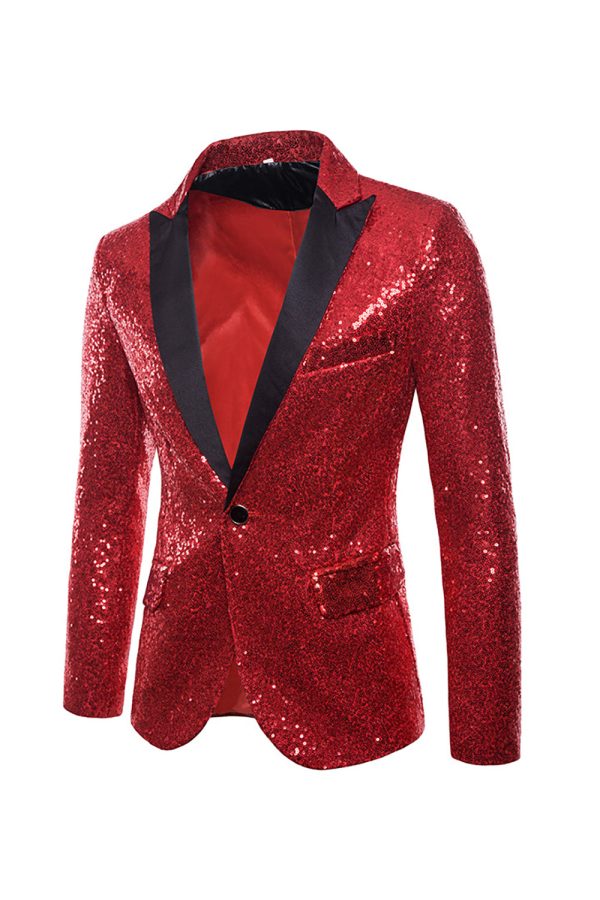 Sparkly Gold Notched Lapel Prom Blazer Hot on Sale