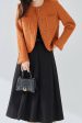 Orange Tweed Shawl Lapel Button Cropped Women Coat Supply