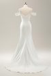 White Mermaid Off The Shoulder Pleated Satin Wedding Dress with Slit Sale