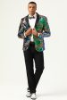 Sparkly Dark Green Sequins Men s Prom Blazer Fashion