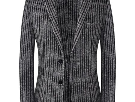 Black Slim Fit PinStriped Single Breasted Men s Blazer Fashion