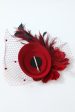 1920s Burgundy Feathere Headband Fashion