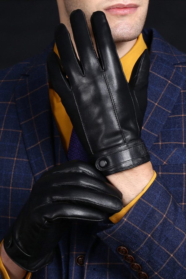 Brown Full-Hand Leather Gloves For Men on Sale