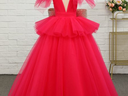 Fuchsia Tulle Flower Girl Dress with Sequins Bow on Sale