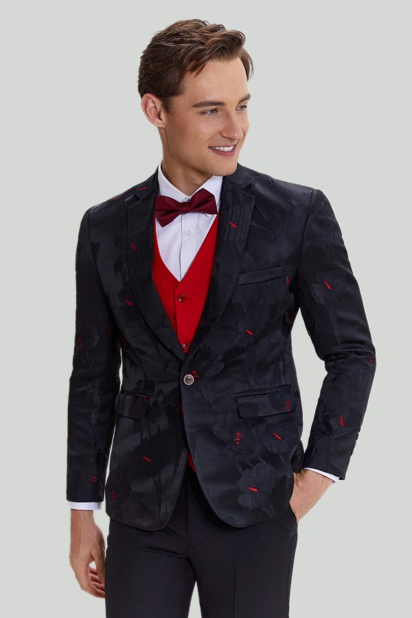 Notched Lapel Single Breasted Black Blazer Discount