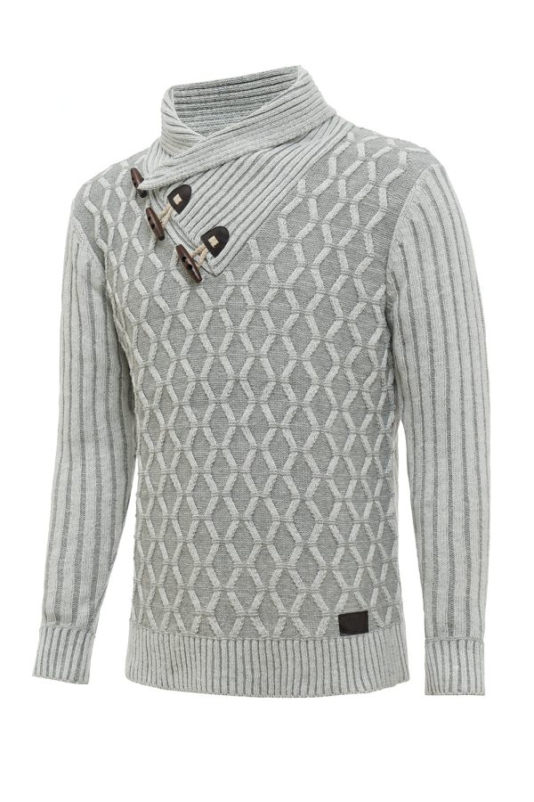 Grey Stand Collar Men s Pullover Sweater Online