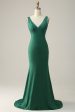 Mermaid V Neck Green Long Formal Dress with Beading Online now