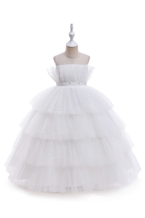 Pink Tulle A Line Flower Girl Dress with Bow on Sale