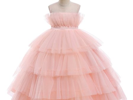 Pink Tulle A Line Flower Girl Dress with Bow on Sale