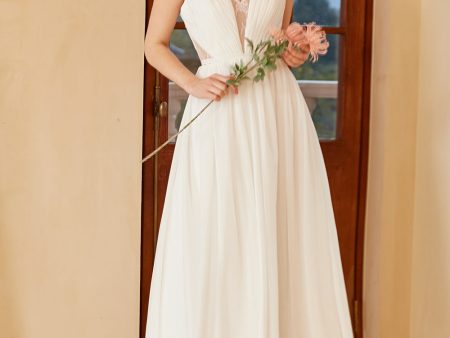 White Spaghetti Straps Simple Wedding Dress Online