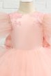 Pink High-low Tulle Flower Girl Dress with Bow For Cheap