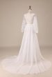 Ivory Chiffon Sweep Train Boho Wedding Dress with Lace Supply