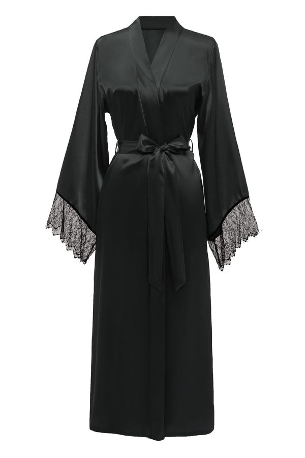 Black Bridesamaid Robe With Lace Fashion