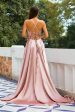 Pink Satin Prom Dress Online Hot Sale