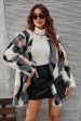 White and Pink Shawl Lapel Midi Faux Fur Shearling Coat Hot on Sale