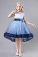 Blue Tulle Glitter Flower Girls Party Dress With Bow Supply