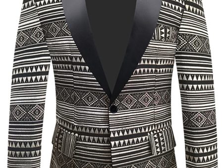 Black White Notched Lapel Men s Blazer Sale