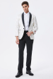 Sparkly White Floral Embroidered Shawl Lapel Men s Blazer Cheap