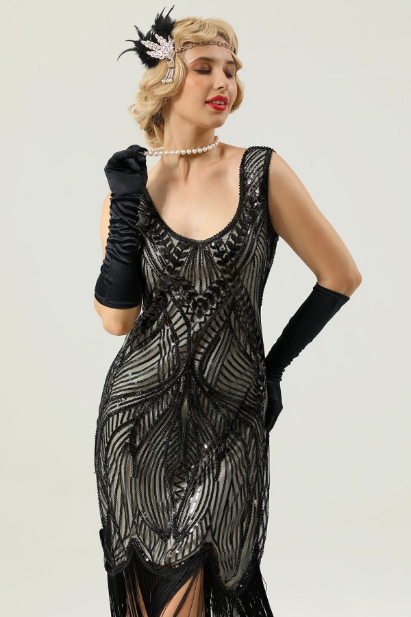 Black Sleeveless 1920 Dress For Discount