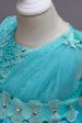 Blue A Line Bowknot Girls Party Dresses With 3D Flowers Online Hot Sale