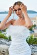 Sheath Strapless White Homecoming Dress with Feathers Sale