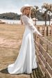 Ivory Boho Simple Sheath Long Sleeves Wedding Dress with Lace Online Sale