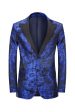 Peak Lapel Jacquard Royal Blue Single Breasted Men s Prom Blazer Sale