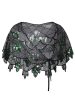 1920s Green Flower Sequin Women Cape Sale