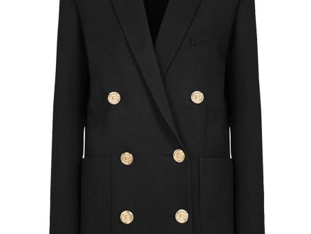 Black Double Breasted Peak Lapel Women Prom Blazer Cheap