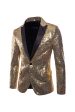 Sparkly Gold Notched Lapel Prom Blazer Hot on Sale