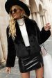 Black Shawl Lapel Cropped Women Faux Fur Coat Discount