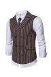 Lapel Collar Double Breasted Coffee Striped Men s Vest Sale