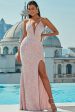 Light Pink Halter Neck Sequined Mermaid Prom Dress Hot on Sale