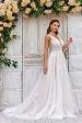 Gorgeous A Line Deep V Neck Champagne Tulle Wedding Dress with Lace For Cheap