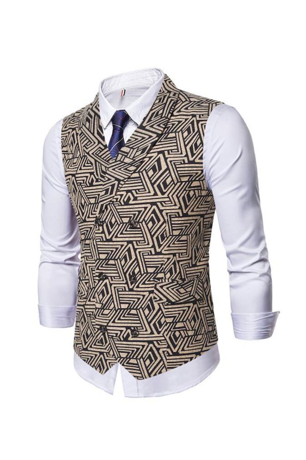 Shawl Collar Double Breasted Slim Fit Light Brown Men s Suit Vest Hot on Sale