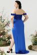 Sheath Off the Shoulder Royal Blue Plus Size Formal Dress with Split Front Fashion