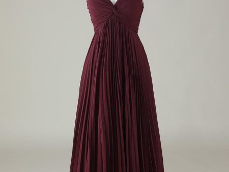 A-Line Sleeveless Cabernet Bridesmaid Dress Sale