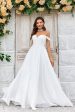 Elegant A Line Off the Shoulder Ivory Chiffon Wedding Dress with Lace Online