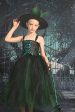 Dark Green Lace-Up Front Tulle Halloween Girl Dress Online Hot Sale