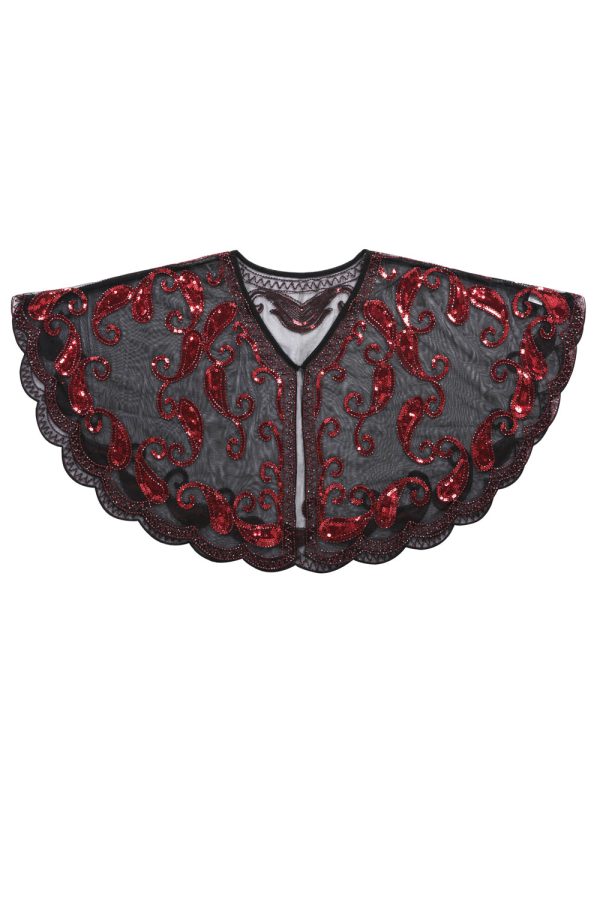 1920s Red Glitter Sequins Cape on Sale