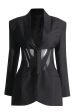 Black Corset Shawl Lapel Women Blazer Cheap