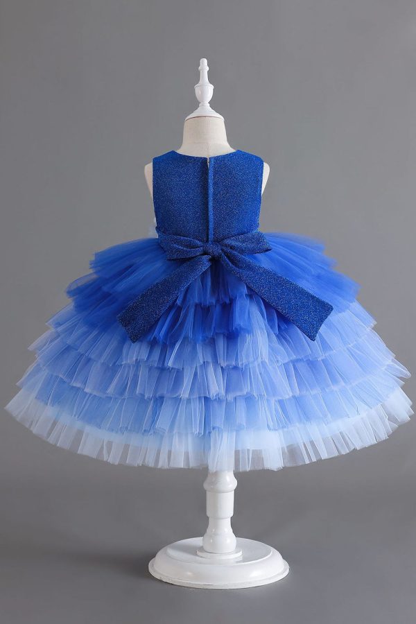 Royal Blue Sleeveless A Line Girls Dresses With 3D Flowers Online Hot Sale