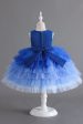 Royal Blue Sleeveless A Line Girls Dresses With 3D Flowers Online Hot Sale