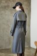 Grey Blue Double Breasted Long Trench Coat with Belt Discount