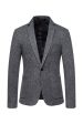 Khaki Tweed One Button Notched Lapel Men s Blazer For Cheap